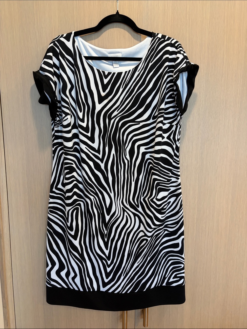 Chico's Black and White Zebra Print Midi Dress